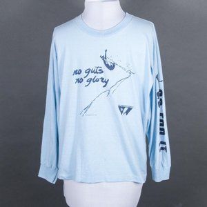 VTG 80s Single stitch Cal Cru LS Purgatory “No Guts No Glory Go For It" blue L